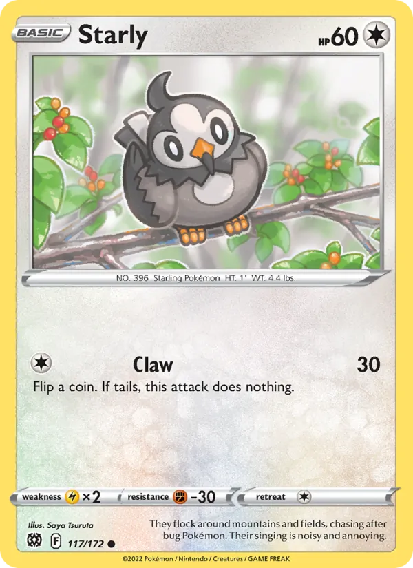 Starly — Brilliant Stars #117 (Pokémon TCG card)
