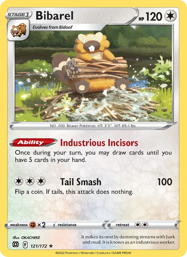 Bibarel — Brilliant Stars #121 (Pokémon TCG card)