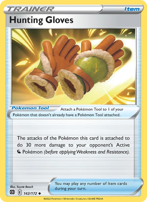 Hunting Gloves — Brilliant Stars #142 (Pokémon TCG card)