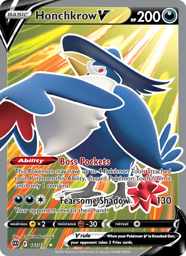 Honchkrow V — Brilliant Stars #161 (Pokémon TCG card)