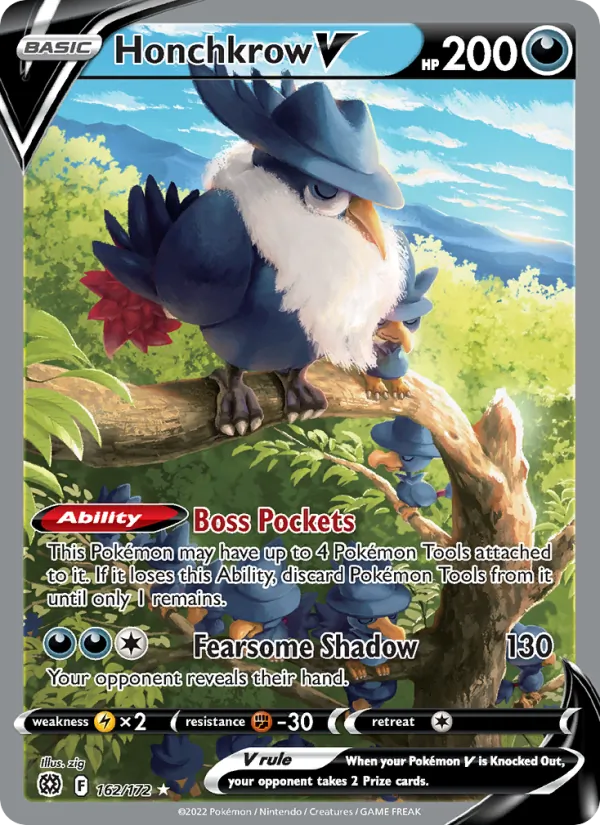 Honchkrow V — Brilliant Stars #162 (Pokémon TCG card)