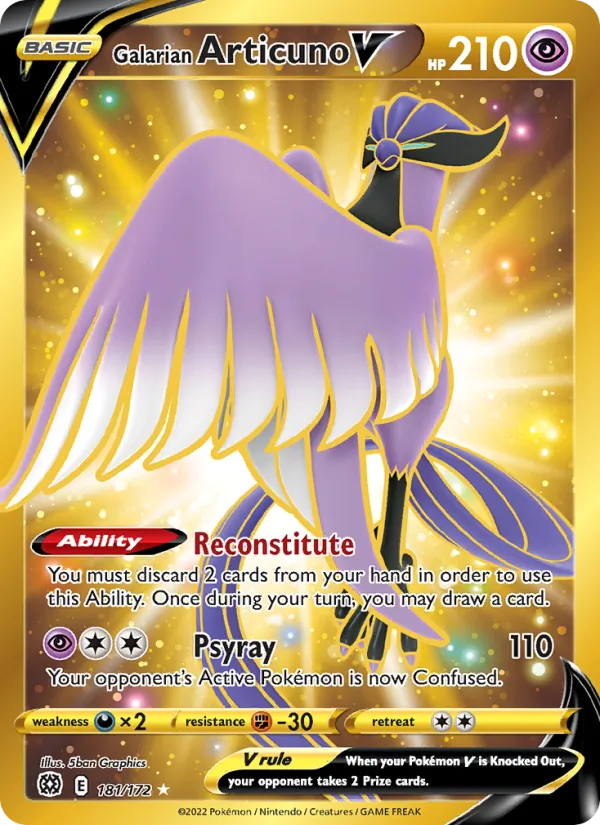 Galarian Articuno V — Brilliant Stars #181 (Pokémon TCG card)