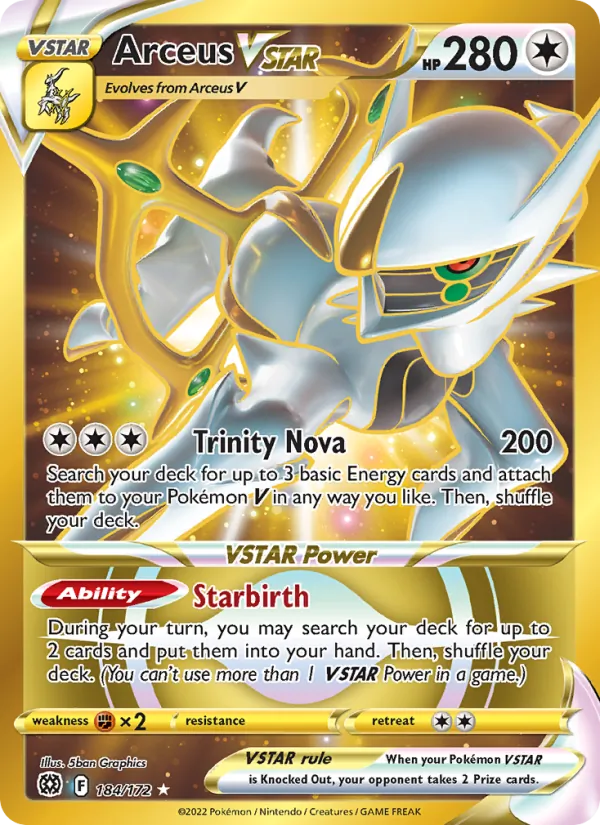 Arceus VSTAR — Brilliant Stars #184 (Pokémon TCG card)