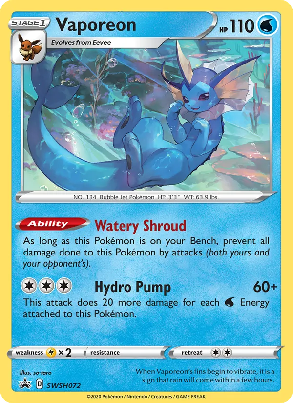 Vaporeon — SWSH Black Star Promos #SWSH072 (Pokémon TCG card)