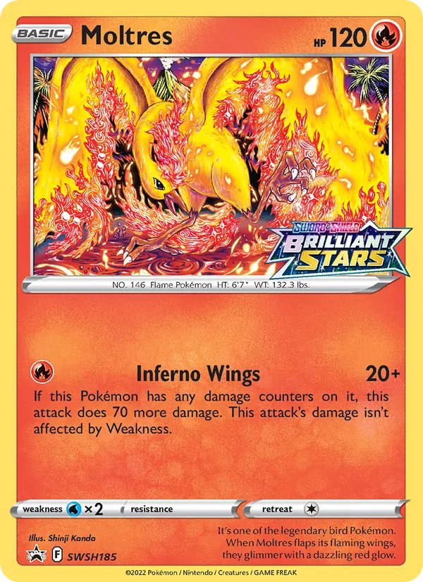 Moltres — SWSH Black Star Promos #SWSH185 (Pokémon TCG card)