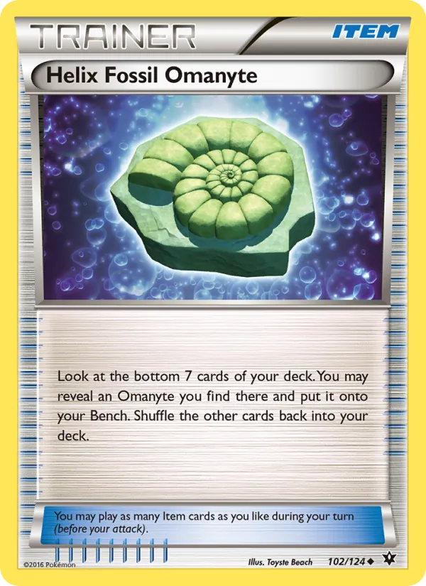 Helix Fossil Omanyte — Fates Collide #102 (Pokémon TCG card)