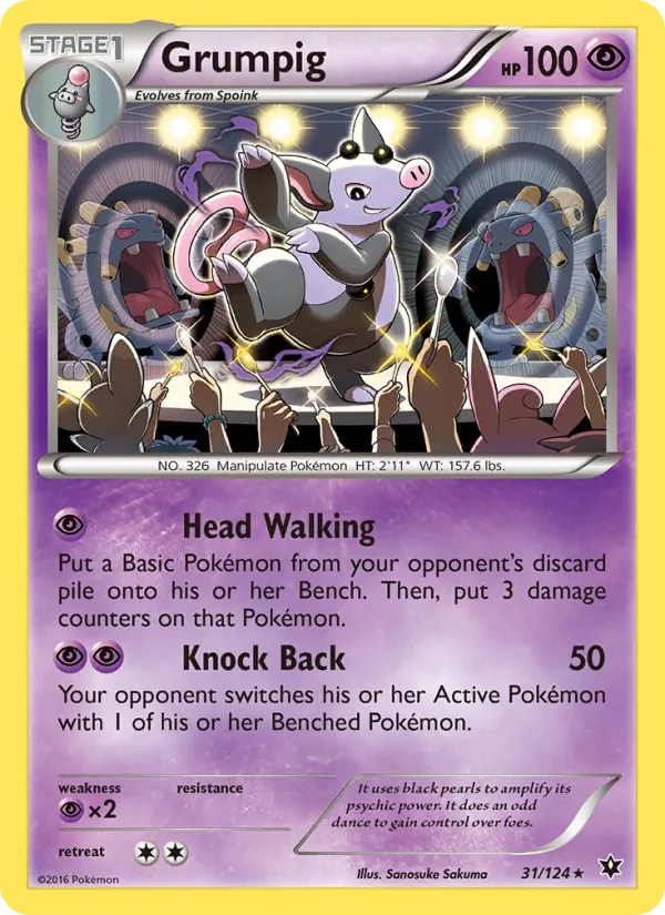Grumpig — Fates Collide #31 (Pokémon TCG card)