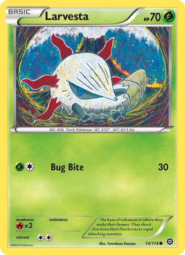 Larvesta — Steam Siege #14 (Pokémon TCG card)