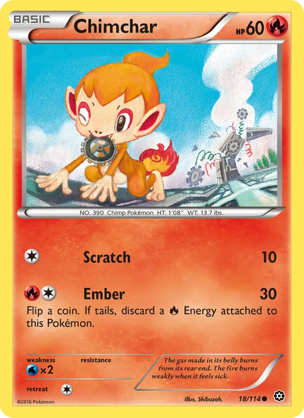 Chimchar — Steam Siege #18 (Pokémon TCG card)