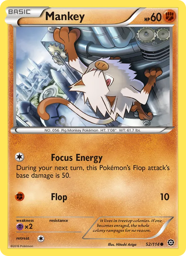 Mankey — Steam Siege #52 (Pokémon TCG card)