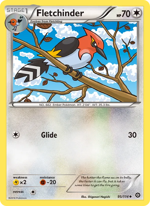 Fletchinder — Steam Siege #95 (Pokémon TCG card)