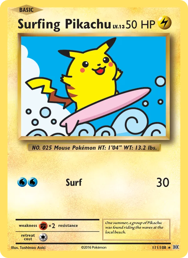 Surfing Pikachu — Evolutions #111 (Pokémon TCG card)