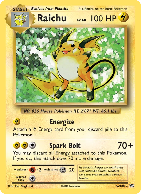 Raichu — Evolutions #36 (Pokémon TCG card)