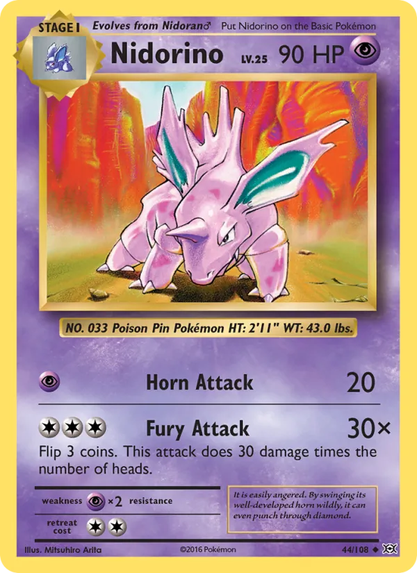 Nidorino — Evolutions #44 (Pokémon TCG card)