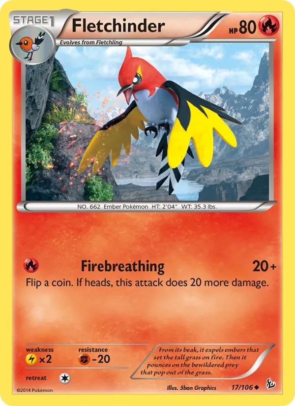 Fletchinder — Flashfire #17 (Pokémon TCG card)