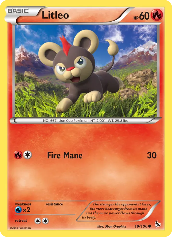 Litleo — Flashfire #19 (Pokémon TCG card)