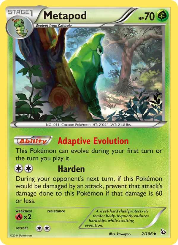 Metapod — Flashfire #2 (Pokémon TCG card)