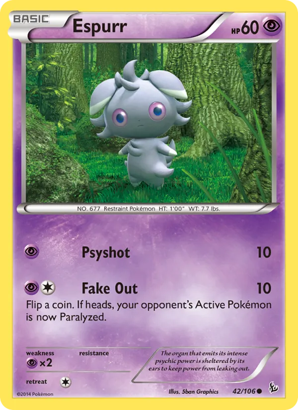 Espurr — Flashfire #42 (Pokémon TCG card)