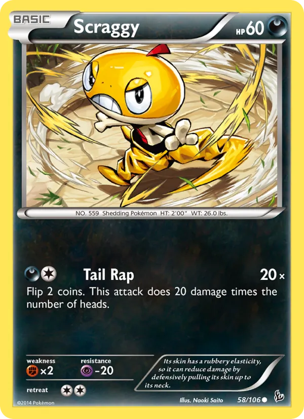 Scraggy — Flashfire #58 (Pokémon TCG card)