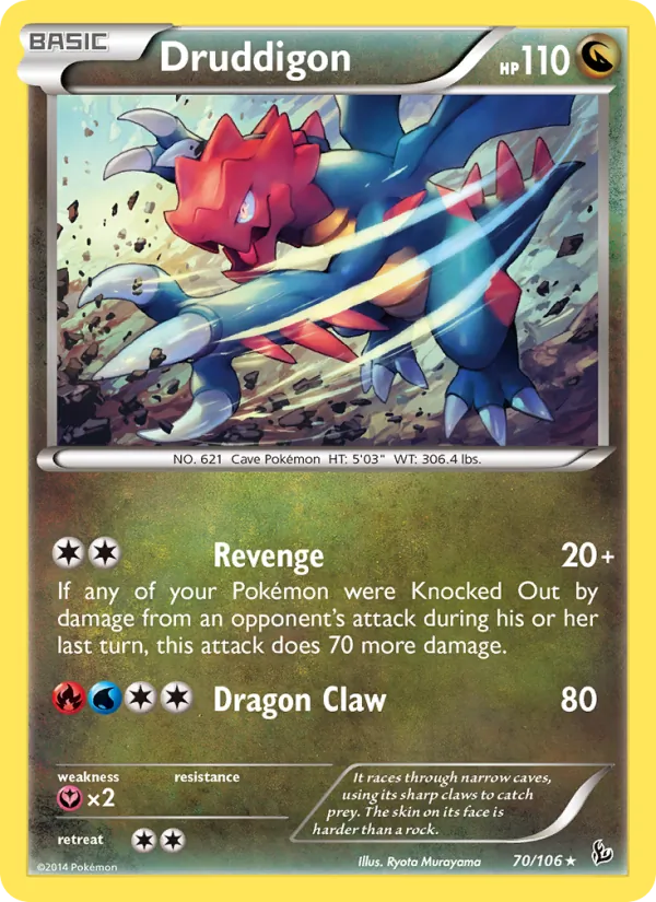 Druddigon — Flashfire #70 (Pokémon TCG card)