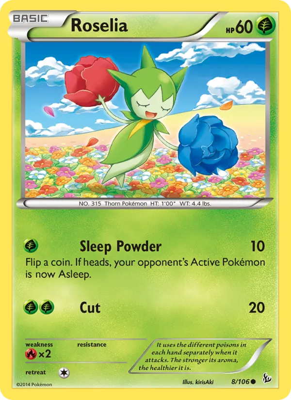 Roselia — Flashfire #8 (Pokémon TCG card)