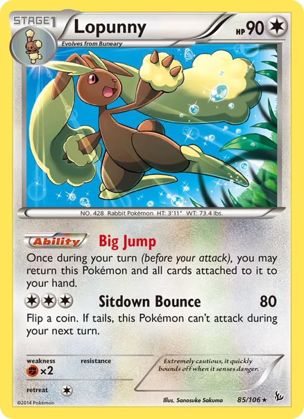 Lopunny — Flashfire #85 (Pokémon TCG card)