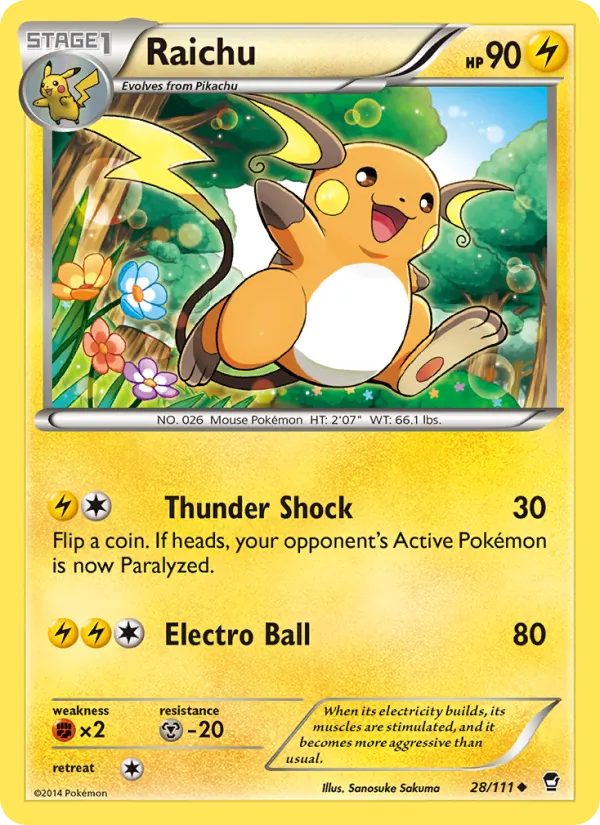 Raichu — Furious Fists #28 (Pokémon TCG card)