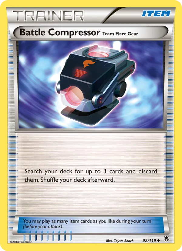 Battle Compressor Team Flare Gear — Phantom Forces #92 (Pokémon TCG card)