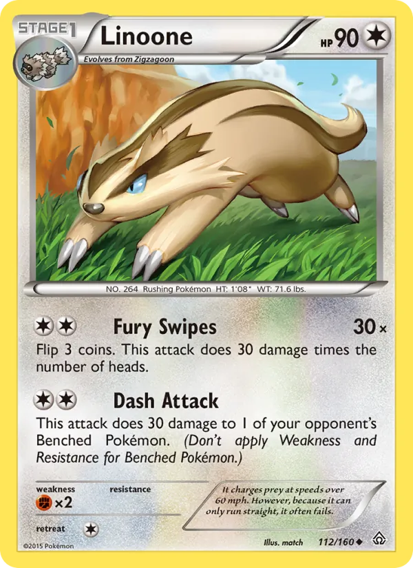 Linoone — Primal Clash #112 (Pokémon TCG card)