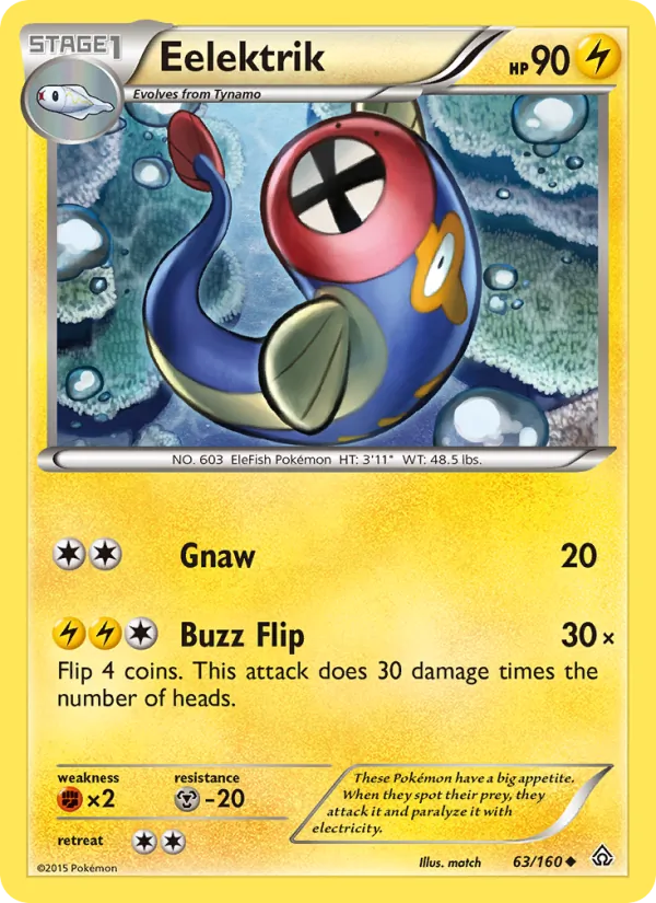 Eelektrik — Primal Clash #63 (Pokémon TCG card)