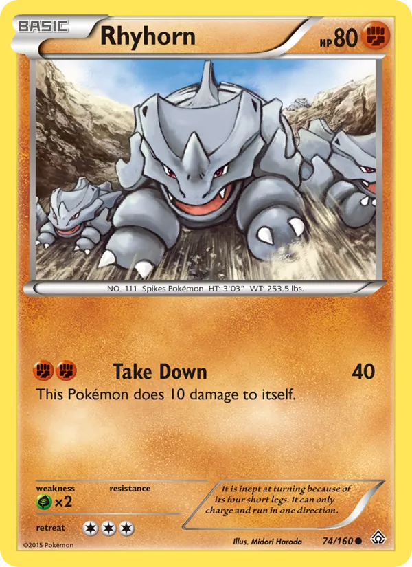 Rhyhorn — Primal Clash #74 (Pokémon TCG card)