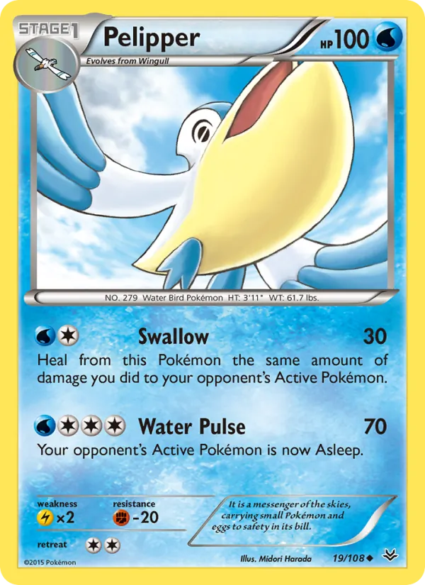 Pelipper — Roaring Skies #19 (Pokémon TCG card)