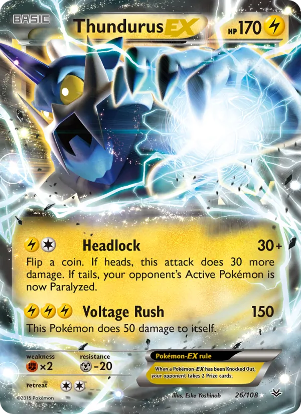 Thundurus EX — Roaring Skies #26 (Pokémon TCG card)