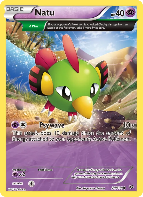Natu — Roaring Skies #28 (Pokémon TCG card)