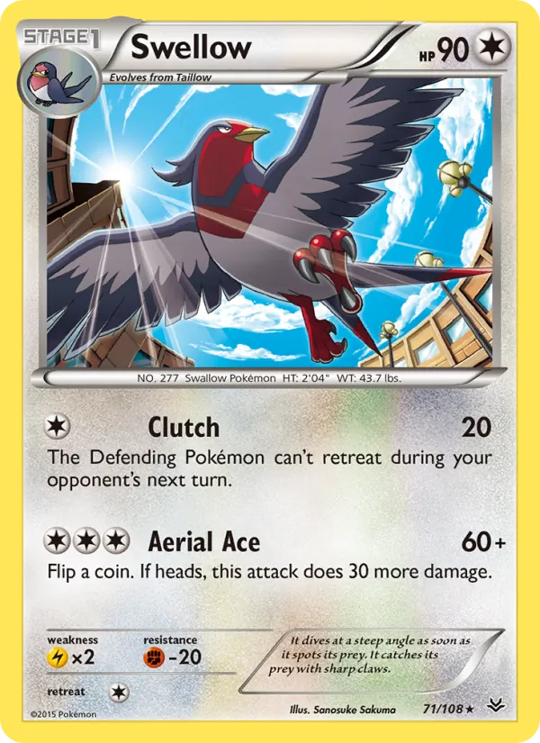 Swellow — Roaring Skies #71 (Pokémon TCG card)