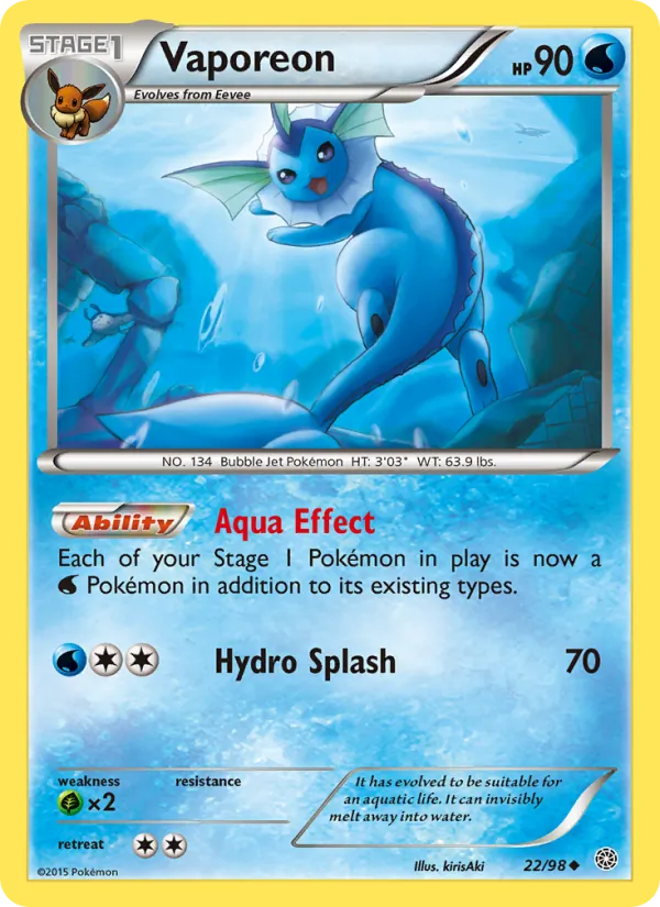 Vaporeon — Ancient Origins #22 (Pokémon TCG card)