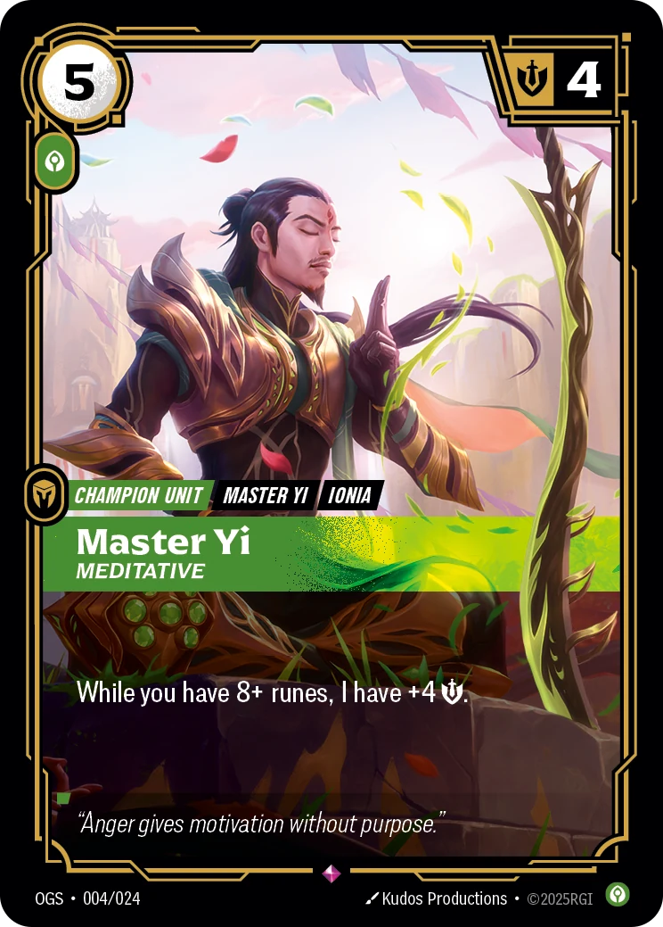 Master Yi - Meditative (Riftbound Organized Play Promotional Cards #4)