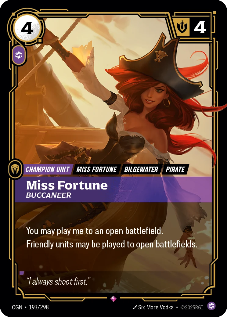 Miss Fortune - Buccaneer (Riftbound Organized Play Promotional Cards #193)