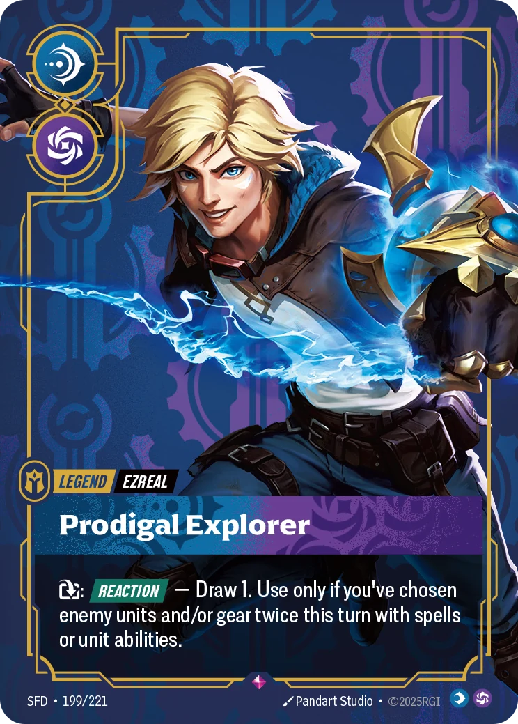 Ezreal - Prodigal Explorer (Metal) (Riftbound Organized Play Promotional Cards #199)
