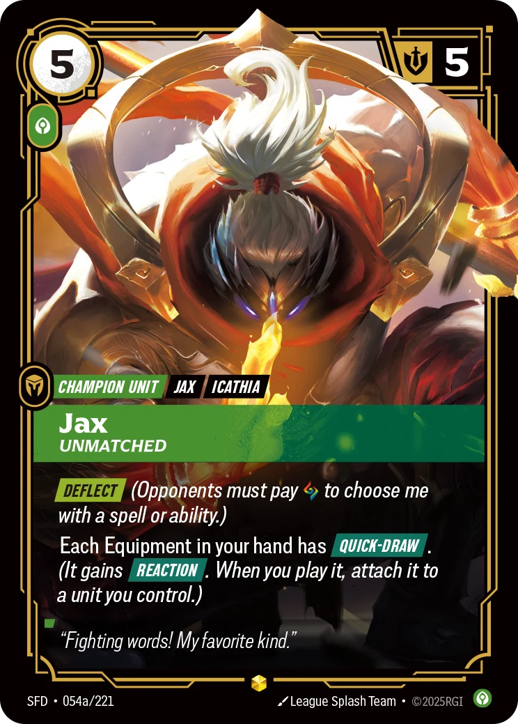 Jax - Unmatched (Alternate Art) (Spiritforged #54)