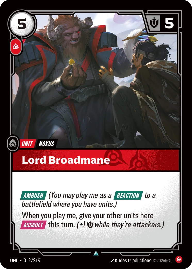 Lord Broadmane — Unleashed #12 (Riftbound card)