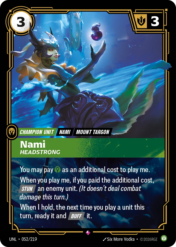 Nami - Headstrong — Unleashed #52 (Riftbound card)