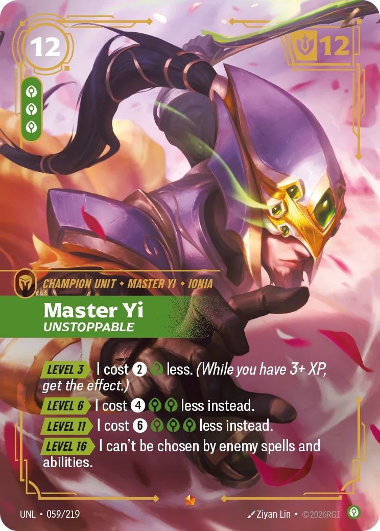Master Yi - Unstoppable — Unleashed #59 (Riftbound card)