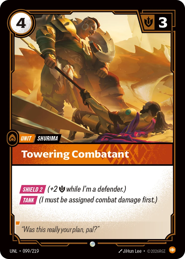 Towering Combatant — Unleashed #99 (Riftbound card)