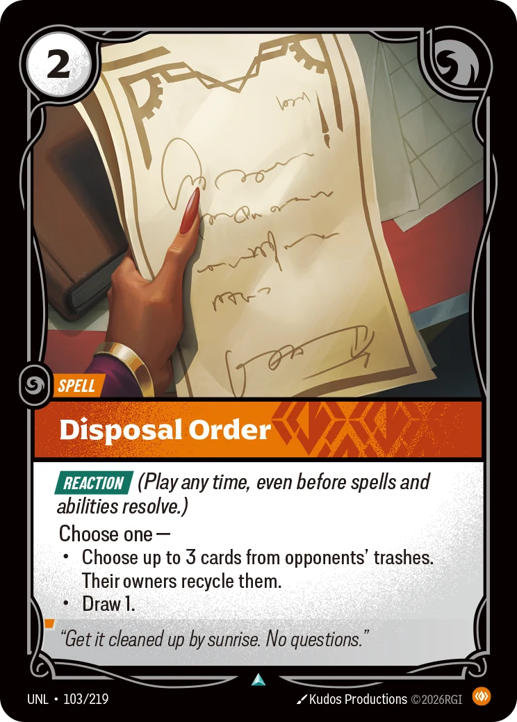Disposal Order — Unleashed #103 (Riftbound card)