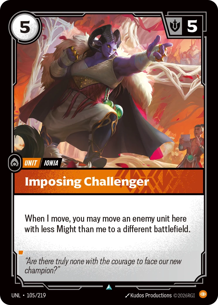 Imposing Challenger — Unleashed #105 (Riftbound card)
