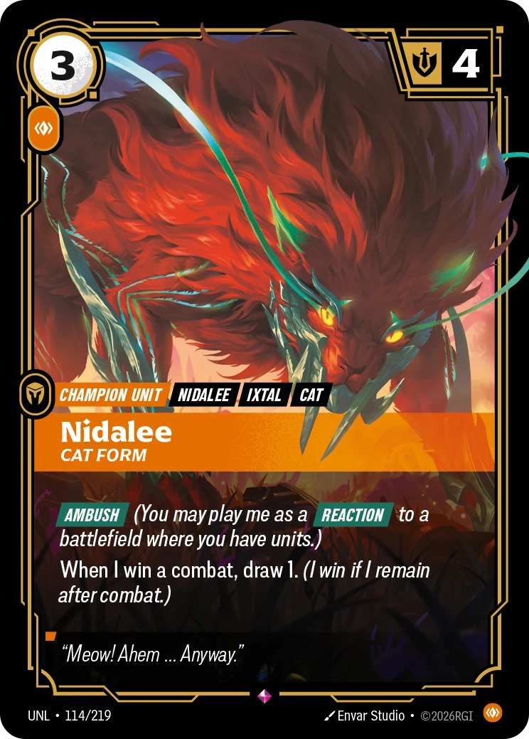 Nidalee - Cat Form — Unleashed #114 (Riftbound card)