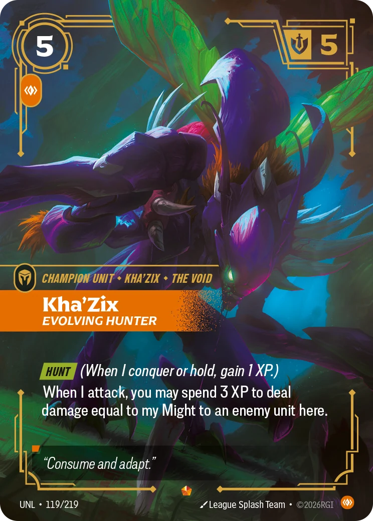 Kha'Zix - Evolving Hunter — Unleashed #119 (Riftbound card)