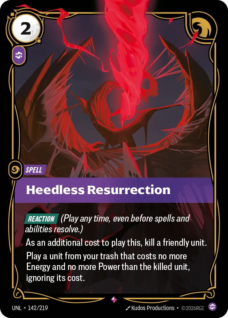 Heedless Resurrection — Unleashed #142 (Riftbound card)