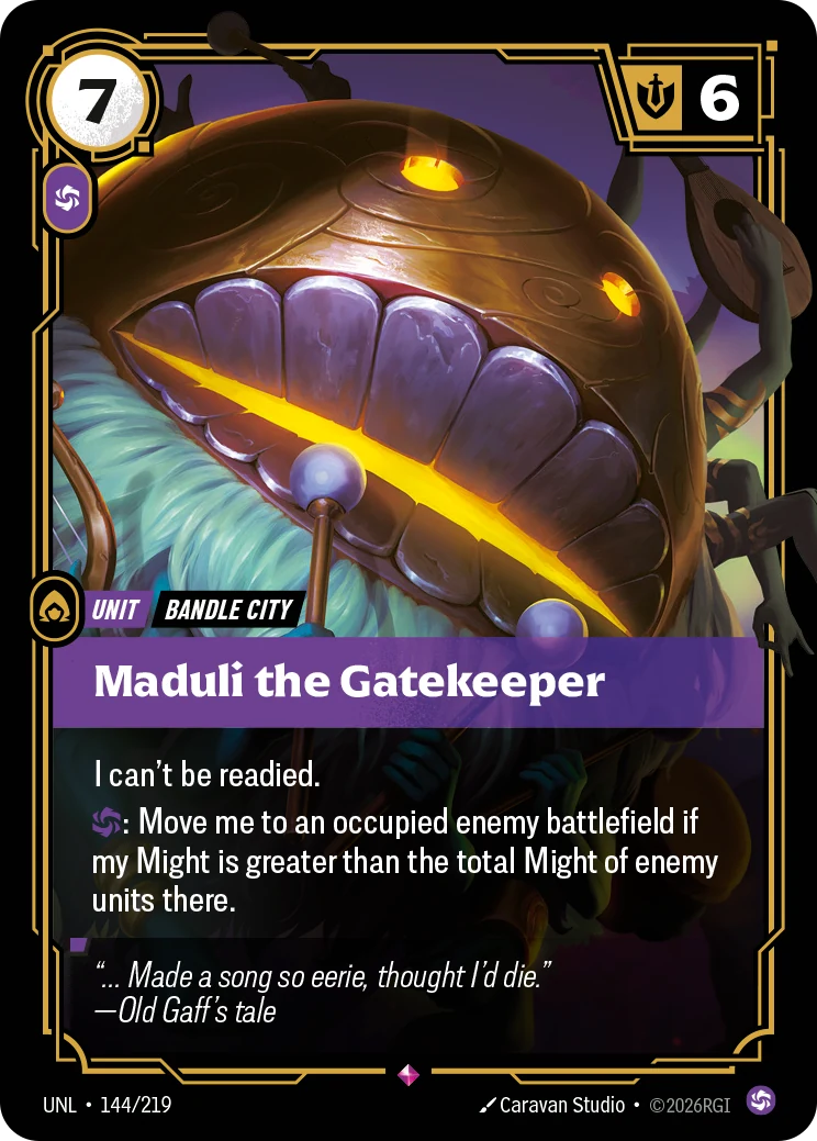 Maduli the Gatekeeper — Unleashed #144 (Riftbound card)
